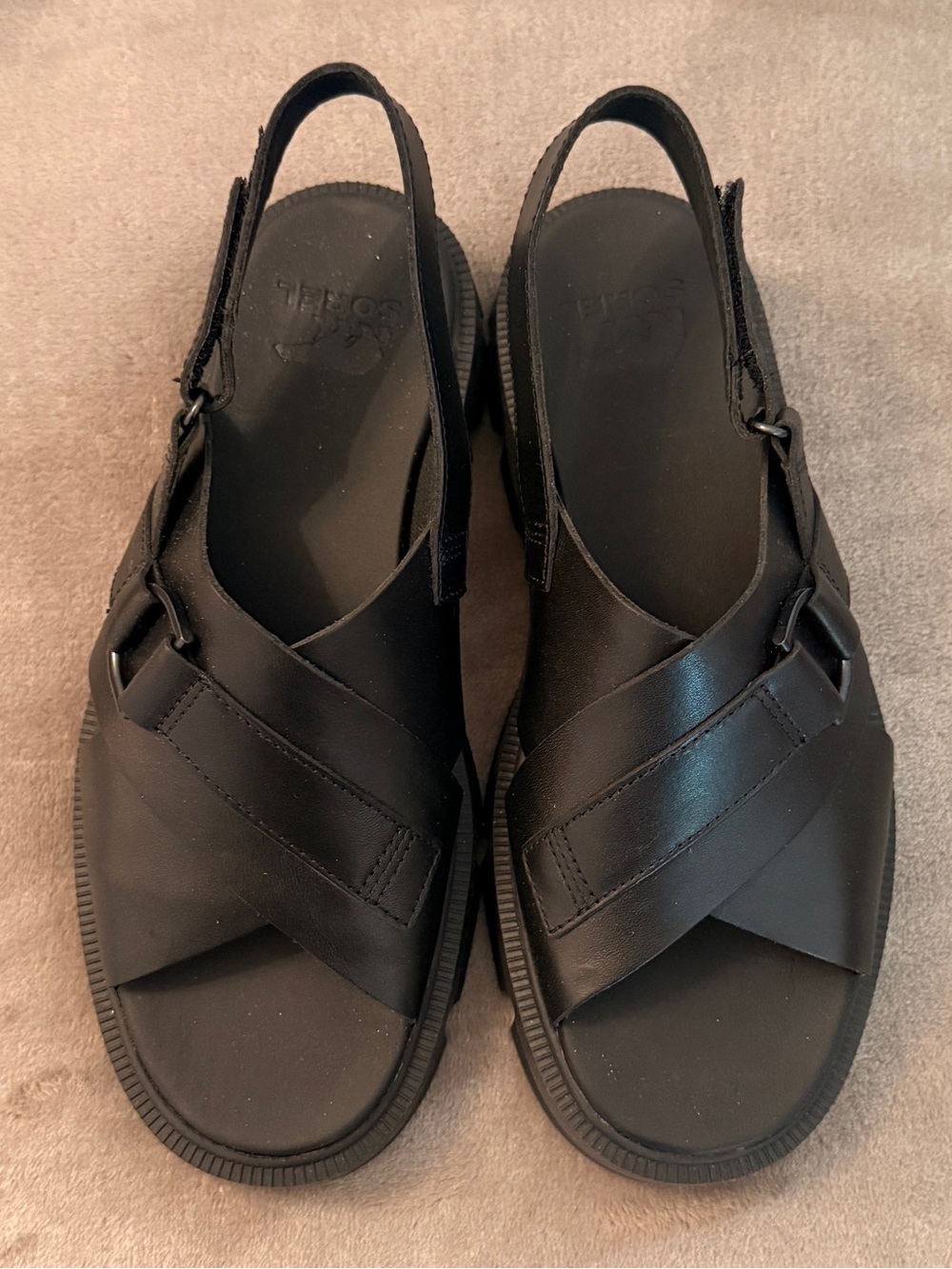 Sorel Rein CB Crisscross Leather Sandal - Black - Women’s - Size 8 - NWT